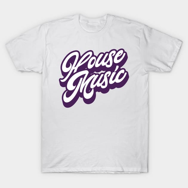 HOUSE MUSIC  - Just Signature (white/eggplant) T-Shirt by DISCOTHREADZ 